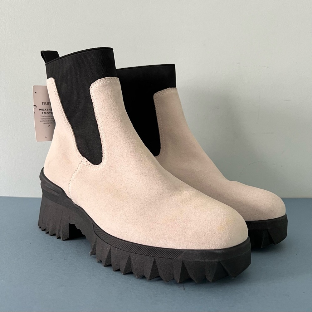 Nurture‎ Denali White Suede Water Resistant Lug Sole Platform Chelsea Boots